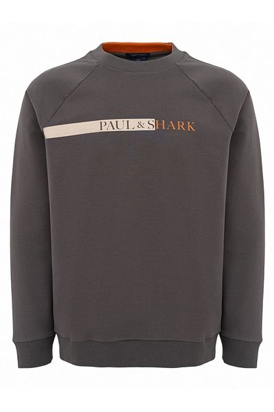 PAUL&SHARK Λεπτομερές ανδρικό φούτερ με λογότυπο με κανονική εφαρμογή, μακρυμάνικο γκρι 24411896 -T02