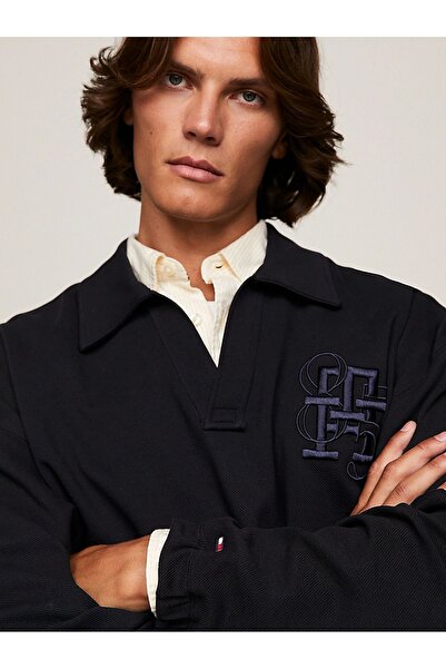 Tommy Hilfiger Men's Brand Logo Long Sleeve Comfortable Blue Sweater MW0MW33655-DW5