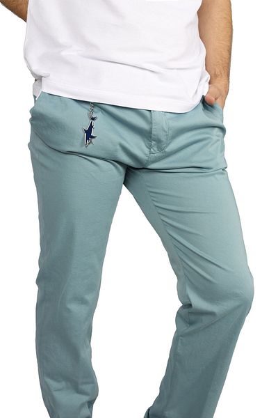 PAUL&SHARK Men's Long Length Buttoned Daily Use Green Trousers with Pockets24414043-413