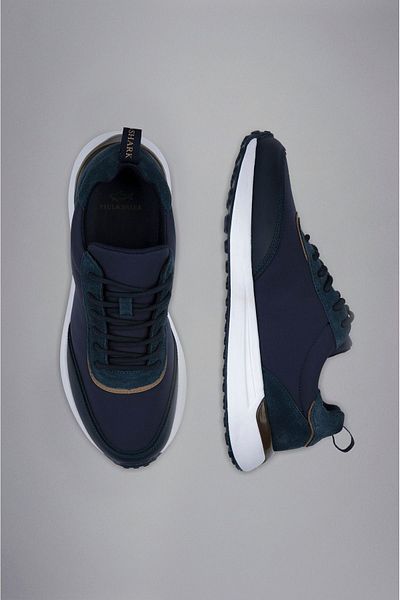 PAUL&SHARK Men's Lace-up Walking Logo Detailed Navy Blue Sneakers24418000-013