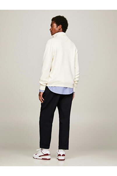 Tommy Hilfiger Men's Logo Round Neck Long Sleeve Casual Beige Sweater MW0MW33508-AEF