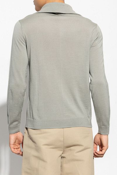 Emporio Armani Men's Long Sleeve Stand Collar Logo Khaki Sweater 6R1MXF 1MNFZ-F636