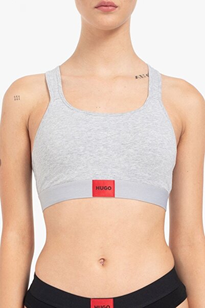 HUGO Gray Brand Logo Round Neck Women's Sports Bra -50495869-033