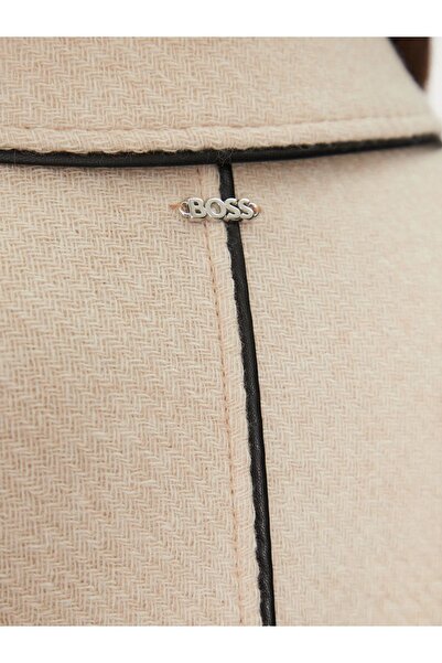 HUGO Women's Pocket Detailed Zipper Closure Long Sleeve Beige Jacket50494108-260