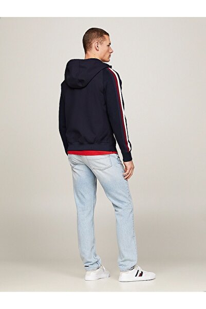 Tommy Hilfiger Erkek Kapüşonlu Fermuar Kapamalı Uzun Kollu Mavi Sweatshirt Mw0mw33544-dw5