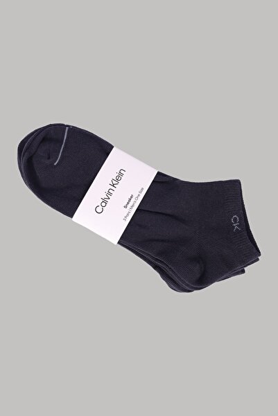 Calvin Klein Erkek Logolu Bileği Lastikli Pamuklu 3 lü Paket Lacivert Çorap C701218718-003