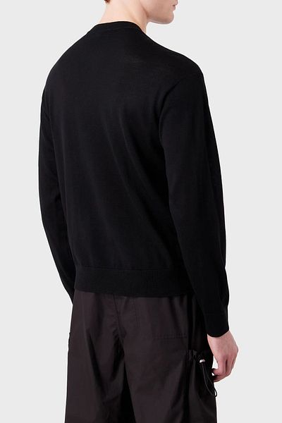 Emporio Armani Λεπτομέρεια λογότυπου ανδρικής μάρκας Crew λαιμόκοψη κανονική εφαρμογή μαύρο φούτερ 6R1MXG 1MNGZ-F008