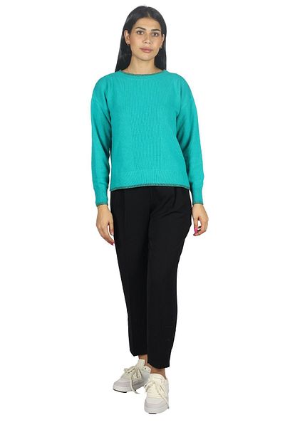 Liu Jo Women's Long-sleeved Daily Use Regular-fit Turquoise Sweater MF3028MS009-85128