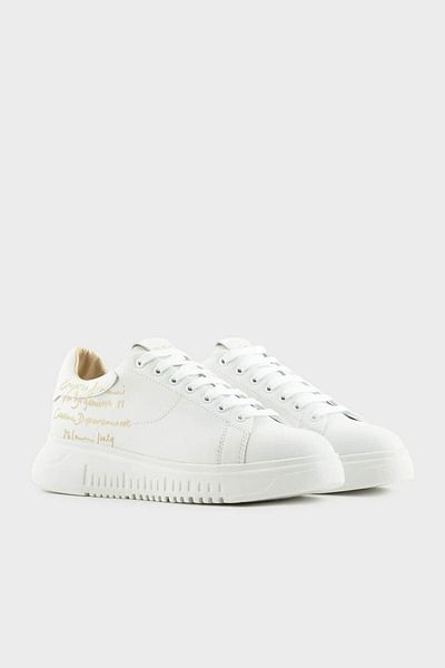 Emporio Armani Genuine Leather Logo Sneaker Shoes SHOES X3X024 XN894 N195