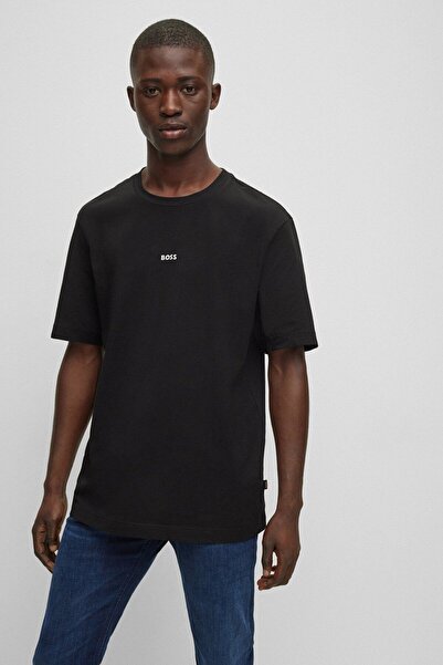 BOSS Erkek Relaxed Fit Kısa Kollu Basic Siyah T-Shirt 50473278-001