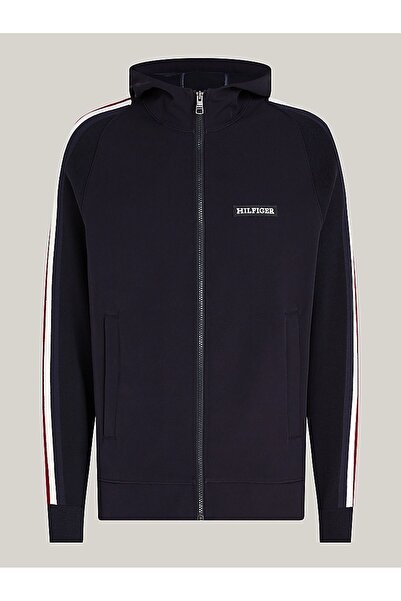 Tommy Hilfiger Erkek Kapüşonlu Fermuar Kapamalı Uzun Kollu Mavi Sweatshirt Mw0mw33544-dw5