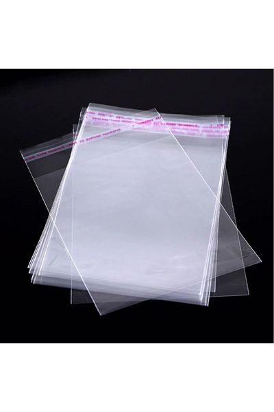 ecenplast Transparent Adhesive Bag Opp Self Adhesive Gelatin Glossy Bag 28x42 Cm 50 Pieces