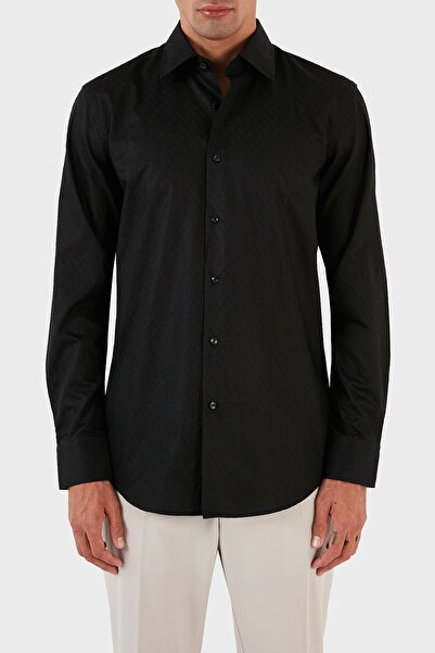 BOSS Jakarlı Monogram Logolu Uzun Kollu Slim Fit Gömlek Erkek GÖMLEK 50473310 001
