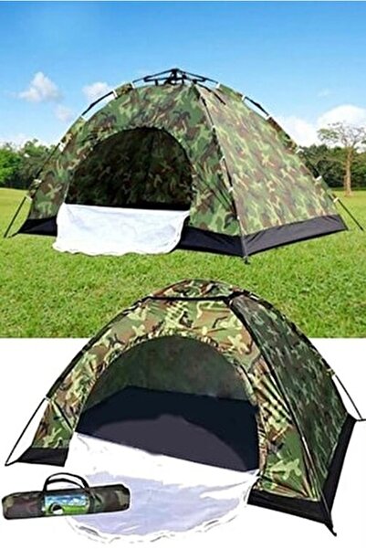 Genel Markalar Özel Üretim Premium Dayanıklı Portatif 3 Kişilik Kamuflaj Desenli Kolay Kurulumlu Kamp Çadırı