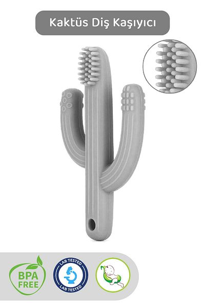 Meleni Baby Cactus Baby Teether - Baby Teething Teether Gray