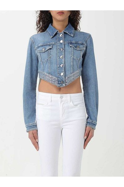 Liu Jo Jachetă albastră casual pentru femei, cu mânecă lungă, guler de cămașă normală UA4086D4615-78658