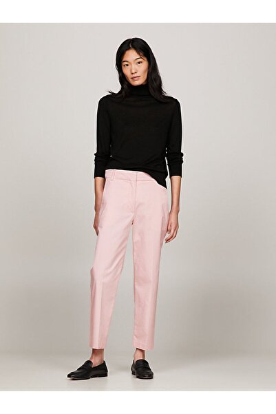 Tommy Hilfiger Kadın Logolu Yuvarlak Yakalı Uzun Kollu Günlük Kullanım Siyah Kazak WW0WW40982-BDS