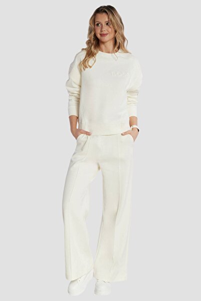 BOSS Kadın Pamuklu Normal Bel 5 Cepli Düğmeli Ekru Pantolon 50505770-118