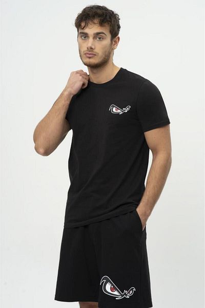 No Fear Μαύρο Crew Neck κοντομάνικο χτενισμένο βαμβακερό ανδρικό μπλουζάκι.m50047