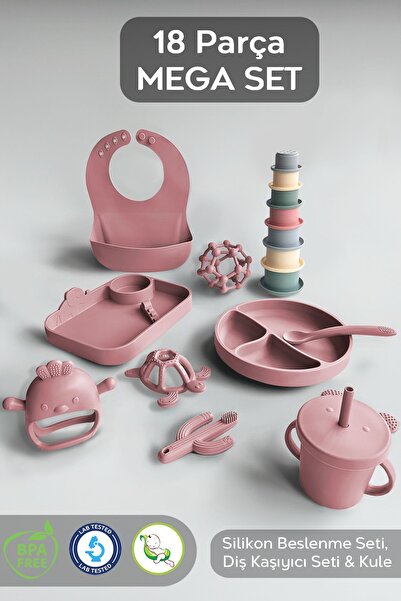 Meleni Baby 18 Parça Mega Bebek Beslenme ve Dişlik Seti, Bebek Beslenme Akses...