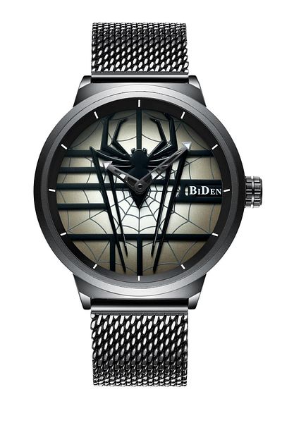 Biden 0063 Spider Patterned Wicker Men's Wristwatch