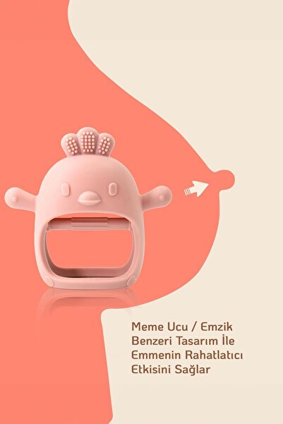 Meleni Baby Silikon Bebek Diş Kaşıyıcı - Diş Kaşıma Eldiveni Yenidoğan Dişlik Pembe