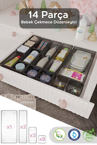 Meleni Baby 14 Parça Bebek Çekmece Düzenleyici - Bebek Organizer - Bebek Bakı...