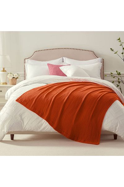 EVYA King Size 230X240Cm 4 Layer Muslin Pique Organic 100% Cotton Soft Tile Cool Bedspread