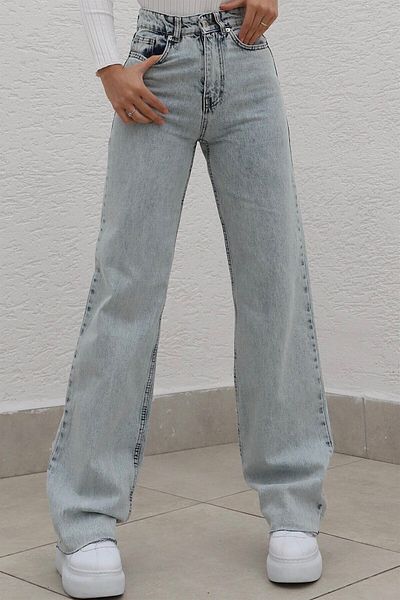 Livik Quinn Lycra Γυναικείο Ice Blue παντελόνι τζιν Palazzo με φαρδύ πόδι