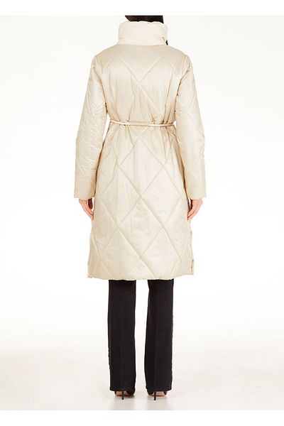 Liu Jo Women's Stand Collar Insulated Brand Logo Zippered Ecru Jacket WF2171T9442-X0430