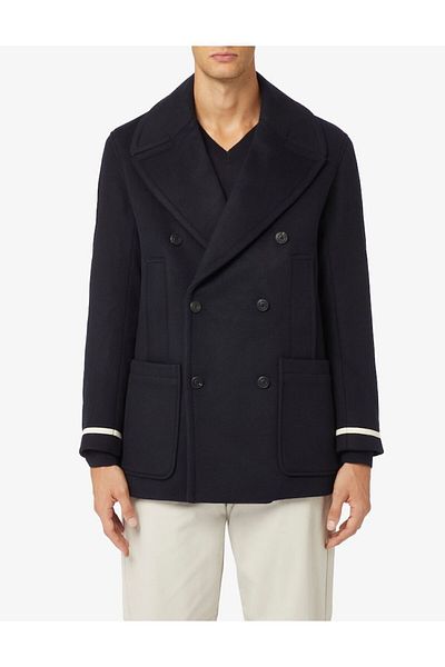 Emporio Armani معطف مريح بأكمام طويلة باللون الكحلي مع شعار 6R1B91 1NMYZ-0920