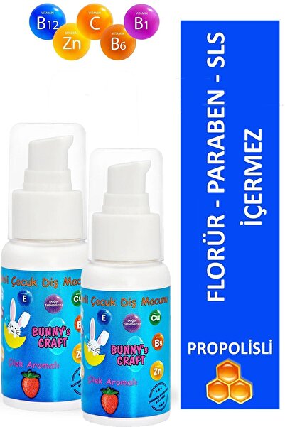 Lyra Professional Propolis Ve Doğal Çilek Aromalı Vitaminli Çocuk Diş Macunu 50 Ml * 2 Adet