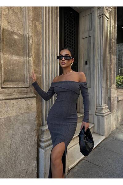 bymaestro woman Madonna Collar Slit Women's Midi Dress