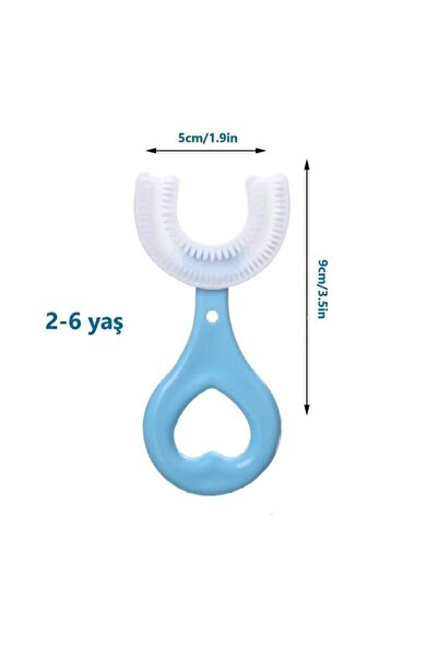 Genel Markalar U Şekilli Yumuşak Silikon Bebek Diş Fırçası 2-6 Yaş Mavi Renk!