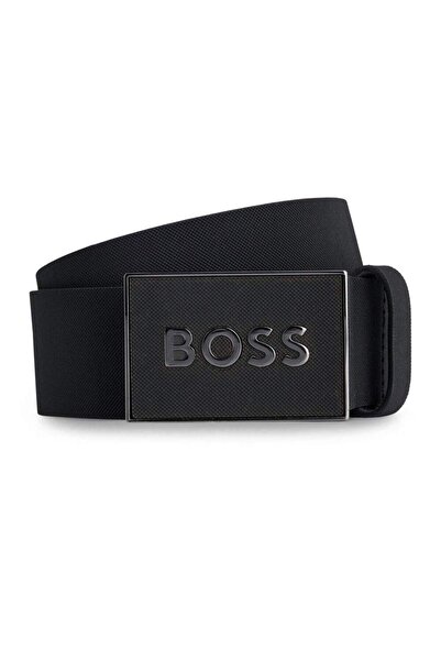 BOSS Erkek %100 Deri Marka Logolu Siyah1 Kemer 50471333-003