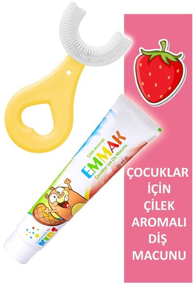 Lyra Professional U Şeklinde Pratik Çocuk Diş Fırçası 2-6 Yaş Sarı Emmak Çile...