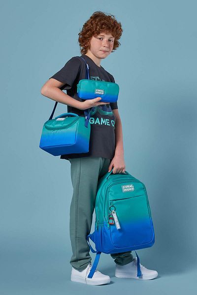 Coral High Set de 3 genți de școală colorate Saks verde - SET 0123665