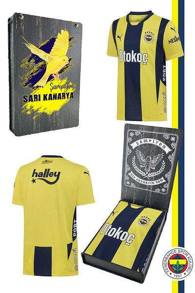 Fenerbahçe Licensed Unisex Yellow Navy Blue with Sticks - New Season Gift Box