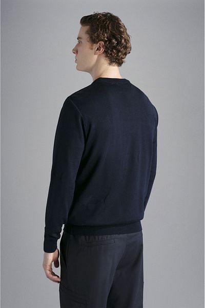 PAUL&SHARK Men's Logo Round Collar Cotton Daily Use Navy Blue Sweater13311035A-050