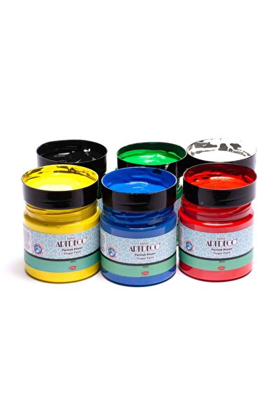 Artdeco Yıkanabilir Parmak Boyası 6 Renk x 250 ml Kavanoz (Pratik Kullanım)