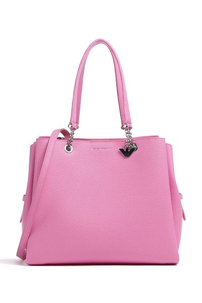 Emporio Armani Women's Logo Leather Zippered Daily Use Pink Shoulder Bag Y3D158 YFN6E-88028