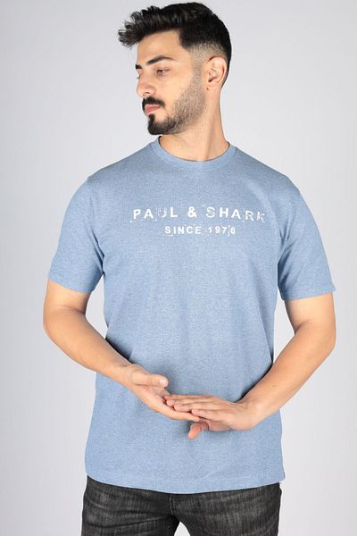 PAUL&SHARK Ανδρικό λογότυπο Basic Regular Fit κοντομάνικο μπλε μπλουζάκι 23411065 -363