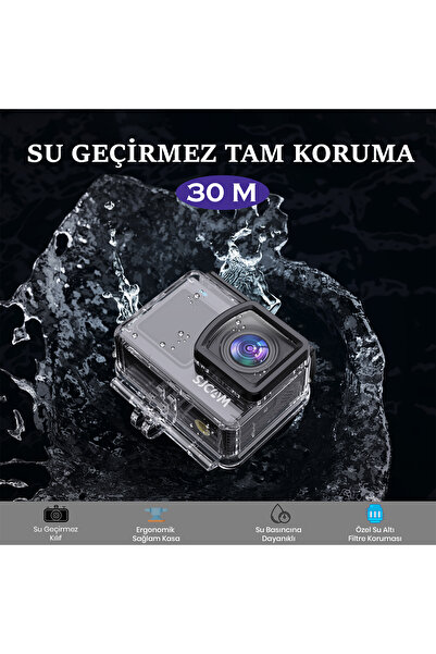 SJCAM Sj6 Pro Wifi 4k60 Uhd 24mp 165° Geniş Açı 1000mah 2”/1.3” Çift Ekranlı Aksiyon Kamerası Siyah