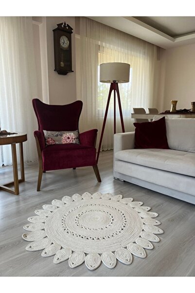 CARPET Jüt Hasırlı El Örgüsü Kilim Halı Hasır Yuvarlak Halı Yuvarlak Kilim Jü...