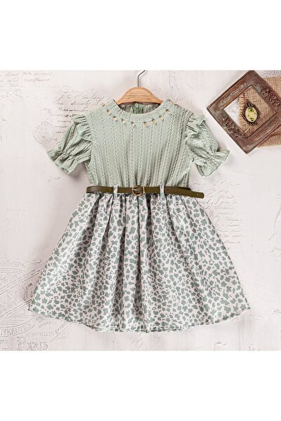 Elayza SHORT SLEEVE DRESS WITH TOP KNITWEAR BOTTOM PRINTED WOODEN BEADS DETAI...