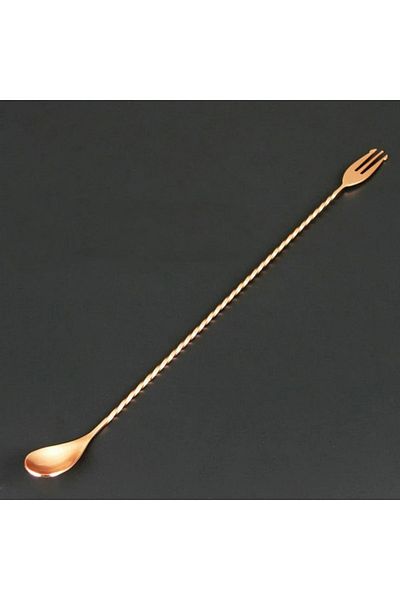 adin tasarım 40 cm Rose Cocktail Stirrer - Bar Spoon and Fork