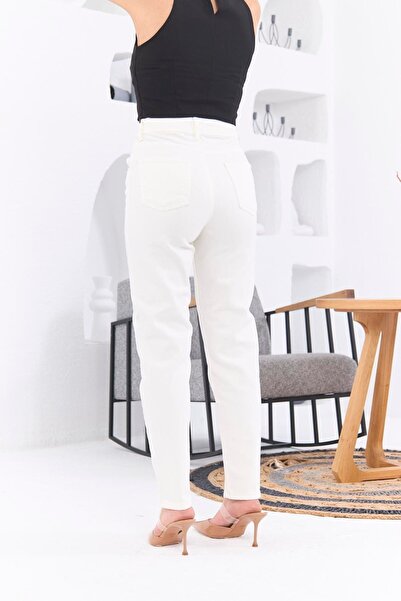 RMG Pantaloni albi Mom Jeans