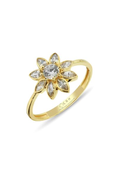 Çgk Çiğdem Gürel Kuyumculuk Çiçek Tektaş Altın Yüzük Zy0233