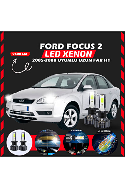 SHOOPLAA Ford Focus 2 2005-2008 Uzun Far Uyumlu Şimşek Etkili Led Xenon Pro S...