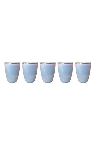 Bosphorus طقم 5 أكواب صغيرة للقهوة والجليد والماء - كوب بورسلين ذهبي 3.5x3.5x5 سم